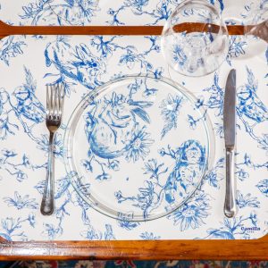 Tovaglietta in materiale plastico riciclabile con fantasia conigli blu royal