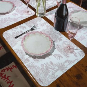 Tovaglietta in materiale plastico riciclabile con fantasia giungla beige champagne