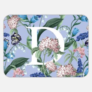 Tovaglietta in materiale plastico riciclabile con fantasia ortensie e lavanda e lettera D