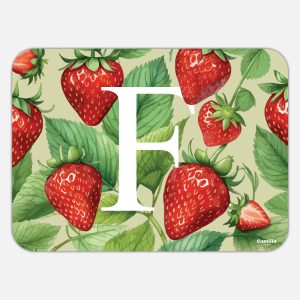 Tovaglietta in materiale plastico riciclabile con fantasia fragole e lettera F