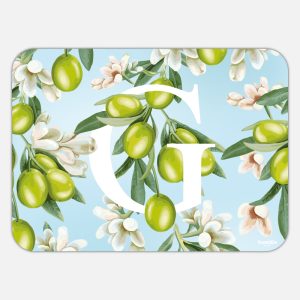Tovaglietta in materiale plastico riciclabile con fantasia olive e lettera G