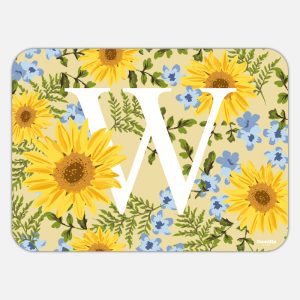 Tovaglietta in materiale plastico riciclabile con fantasia girasoli e lettera W
