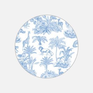 Tovaglietta in materiale plastico riciclabile con fantasia giungla blu denim