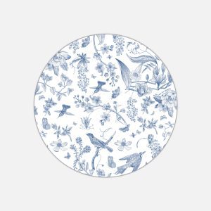 Tovaglietta in materiale plastico riciclabile con fantasia uccellini blu cobalto