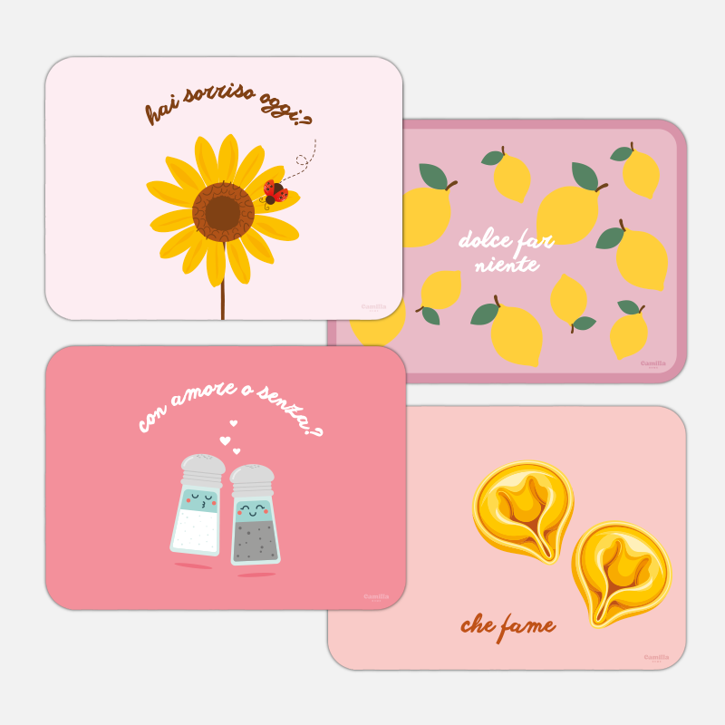 Pink Pack Coordinato <br> che fame + hai sorriso oggi + con amore o senza + dolce far niente - immagine 2