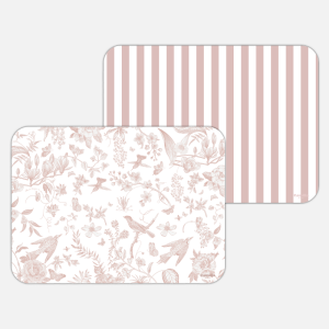 PACK COORDINATO RIGHE ROSA + SECRET MESSAGE UCCELLINI ROSA