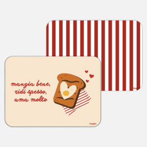 PACK COORDINATO RIGHE BIANCO E ROSSO CILIEGIA + MANGIA, RIDI, AMA
